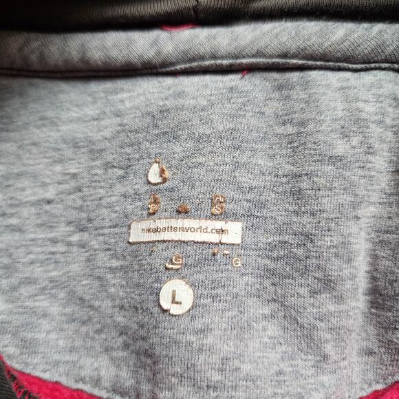 Nike Pullover Sweatshirt Womens Size Large Hoodie Spellout Pink Drawstring - Picture 7 of 9